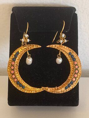 Traditional Turkish Ottoman Earrings Costume 24kt Gold over bronze
